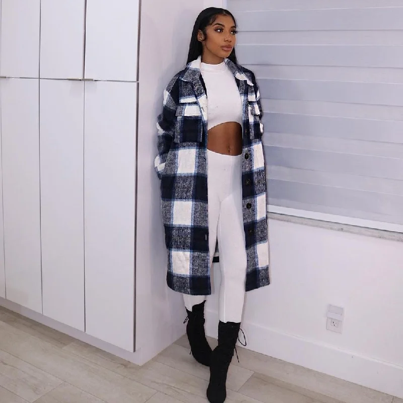 Shaper with a double - layer design for extra shaping​Elegant Checkered Coat