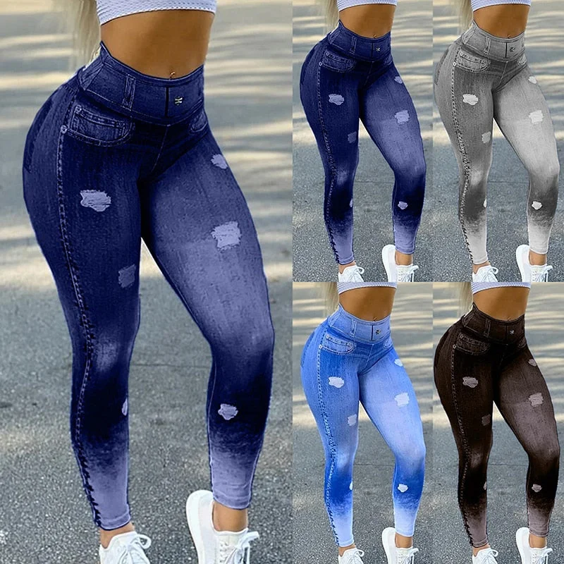 Shaper made of eco - friendly materials​Faux Denim Jean Leggings