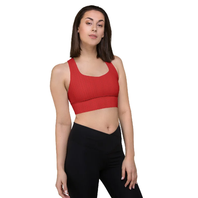 petite medium impact women sport braFire Red Longline Sports Bra