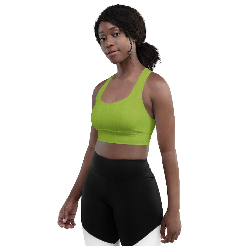 padded women sport bra for nipple coverageGuava Green Longline Sports Bra
