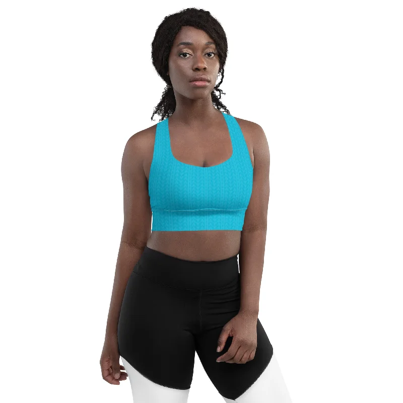 low impact women sport bra for yogaLagoon Blue Longline Sports Bra