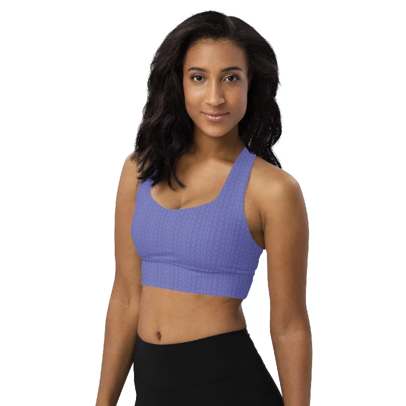 plus size women sport bra for full supportLavender Bloom Longline Sports Bra
