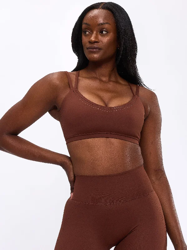 moisture wicking women sport bra for drynessLimitless Laser Cut Sports Bra - Mocha