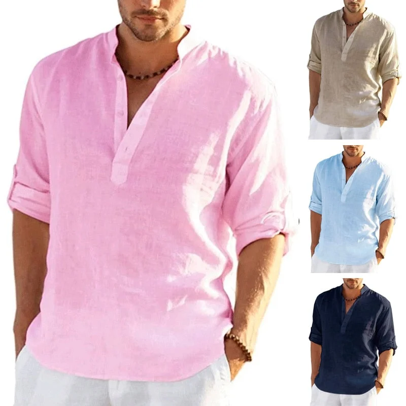 Shaper made of eco - friendly materials​Men's Linen Long Sleeve Shirt