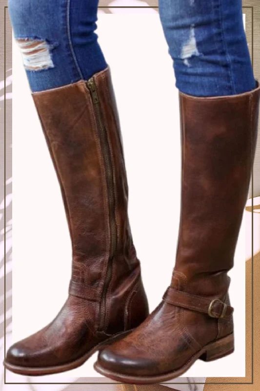 Shaper with a moisture - wicking feature​Mid-Calf High Knight Buckle Boots