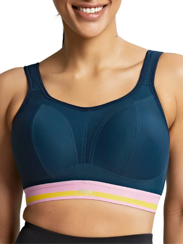petite adjustable strap women sport braNon Wired Racerback Sports Bra - Retro Navy