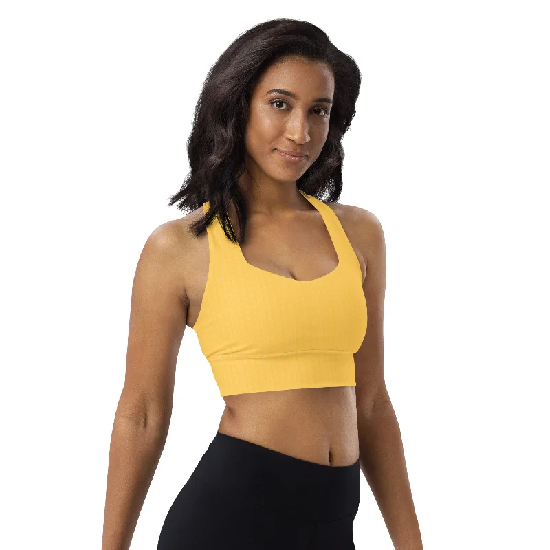 matching women sport bra and leggings setsSamoa Yellow Longline Sports Bra