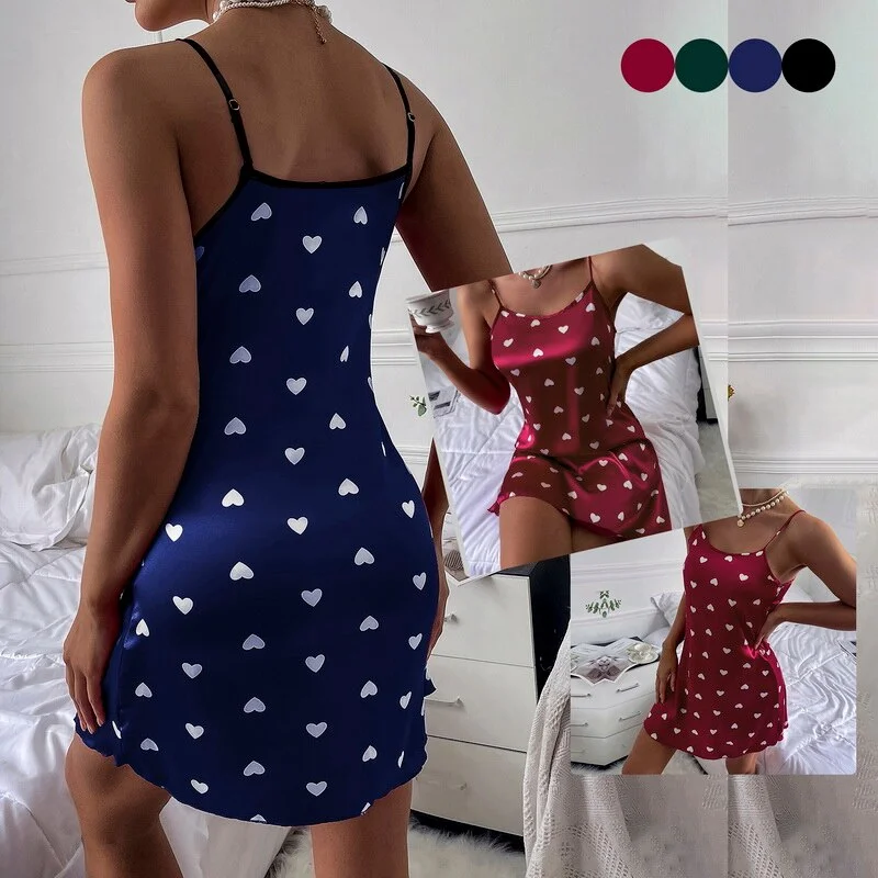 Shaper with a mesh panel for ventilation​Sexy Silk Thin Halter Nightdress