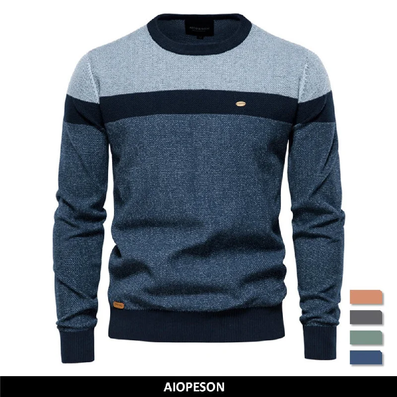 Open - bust shaper for versatile lingerie pairing​Spliced Cotton Men's Sweater