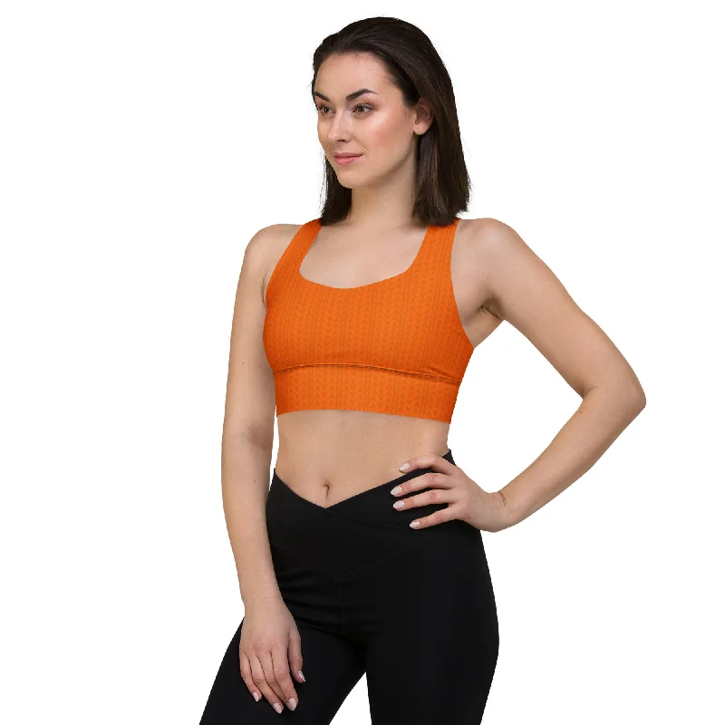 racerback women sport bra for freedom of movementTiger Orange Longline Sports Bra