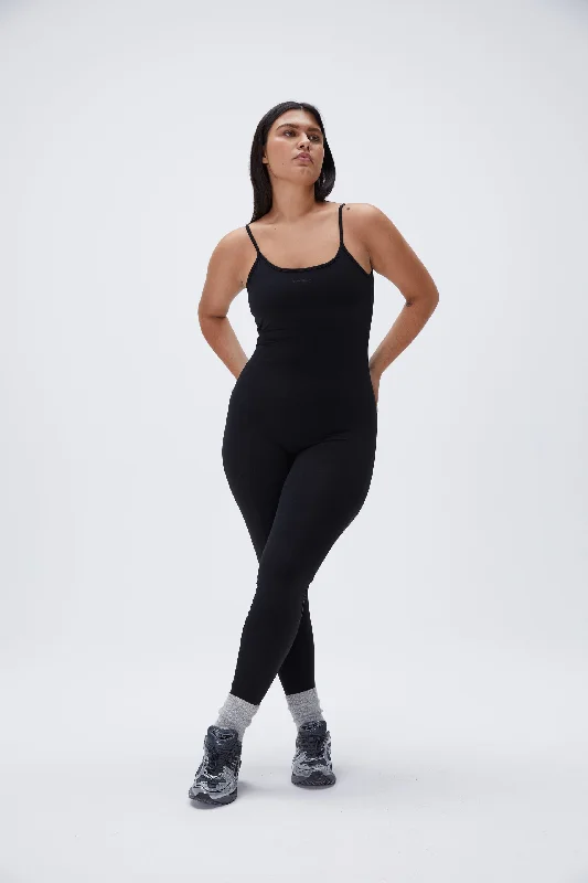 petite women sport bra with proper fitUltimate Low Cross Back Unitard - Black