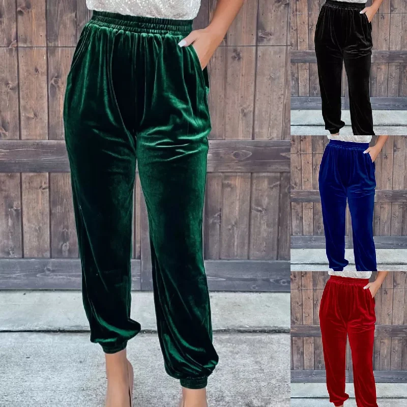 Shaper with a silicone grip to prevent slippingVelvet Trousers Straight Leg Elastic Waist Shaper with a silicone grip to prevent slippingVelvet Trousers Straight Leg Elastic Waist