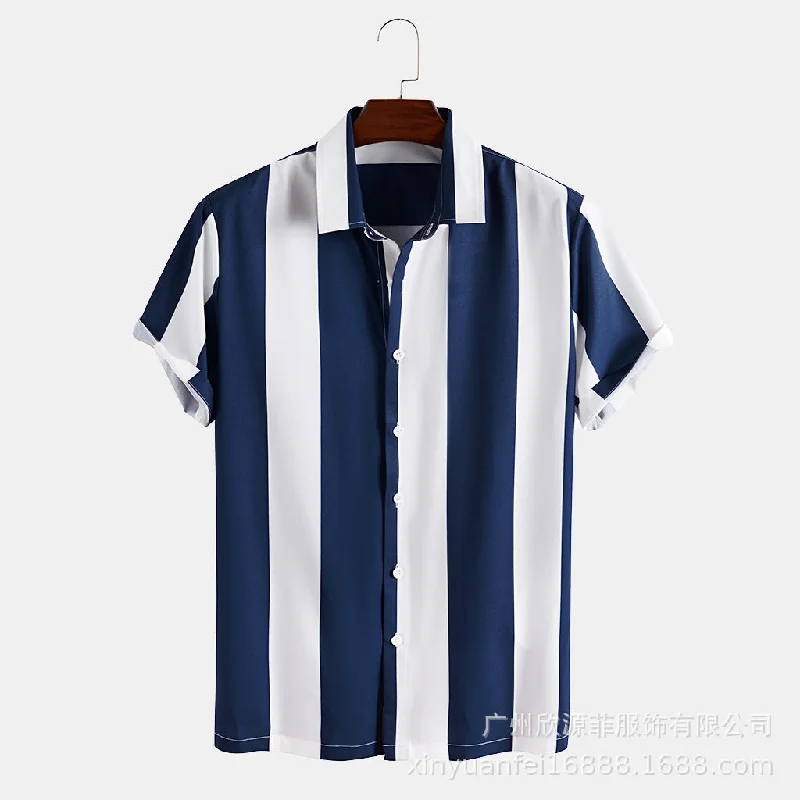 Shaper for a workout dress to keep the body in shape​Wide Stripe Lane Print Shirts