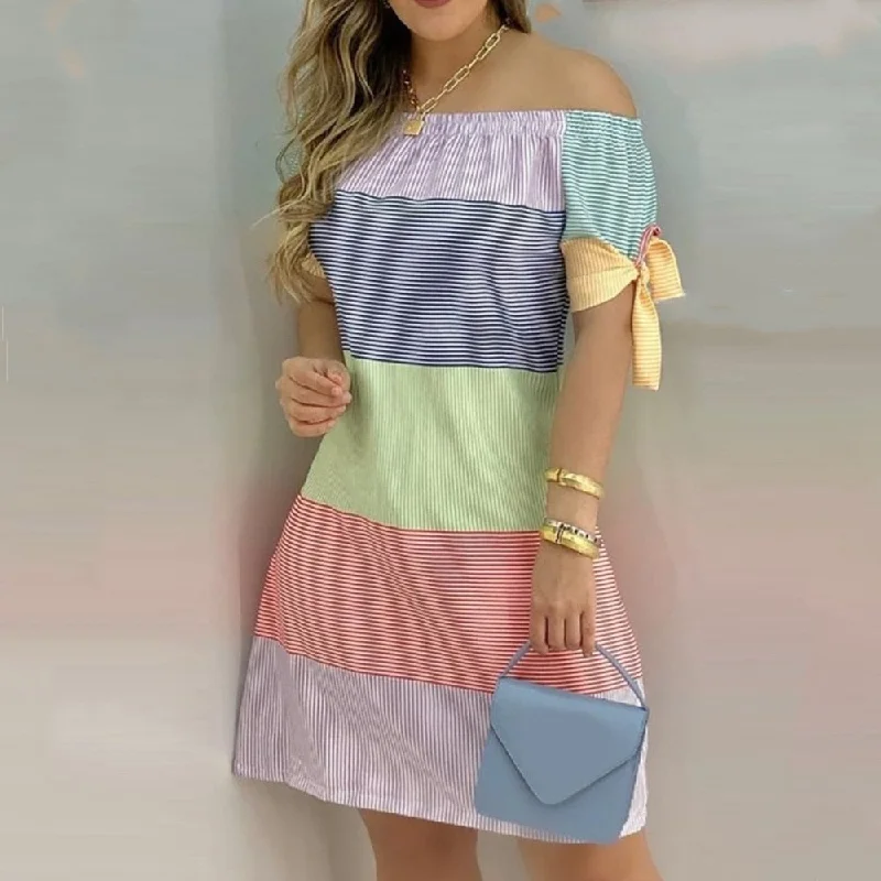 Shaper with a seamless crotch for added comfortWomen Off Shoulder Summer Mini Dress Shaper with a seamless crotch for added comfortWomen Off Shoulder Summer Mini Dress