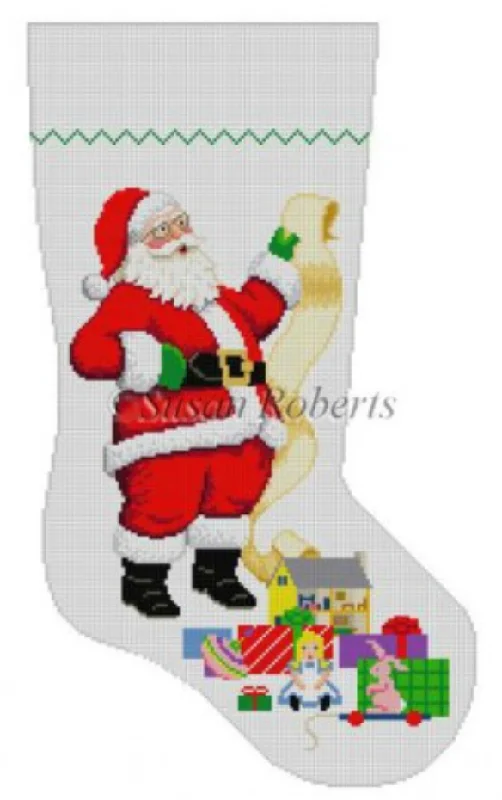 Women's sheer stockings with a fishnet pattern0109 Santa with List and Girl Toys Stocking Women's sheer stockings with a fishnet pattern0109 Santa with List and Girl Toys Stocking