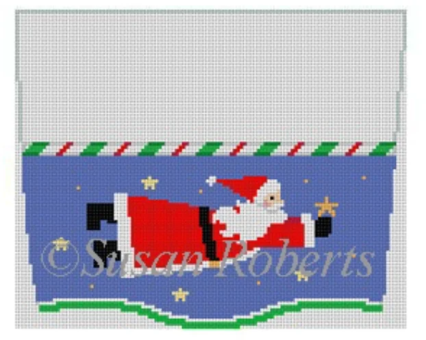 Navy blue stockings for a sophisticated style3115 Santa Flying Stocking Topper