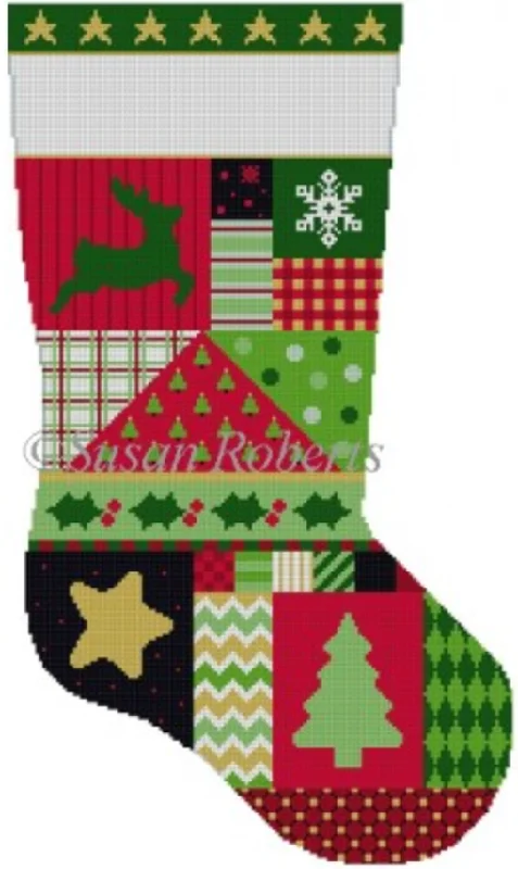 Over - the - knee stockings with a thigh - high design3228 Star Patchwork Stocking