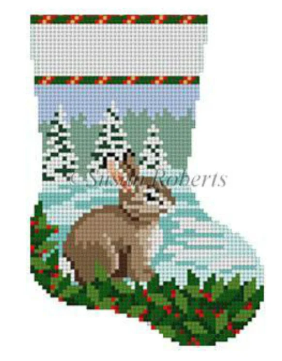 Bamboo - fiber stockings for eco - friendliness5409 Bunny in Snow Mini Stocking
