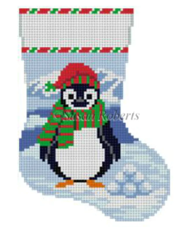Spandex - infused stockings for stretch5435 Penguin with Snowballs Mini Stocking