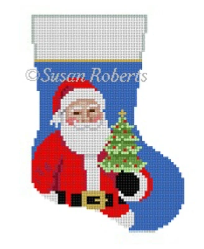 Over - the - knee stockings with a thigh - high design5468 Tree Santa Mini Stocking