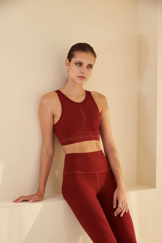 Women's adjustable - fit socks for a customized feelAirRise high neck longline sports bra - Wine Red Women's adjustable - fit socks for a customized feelAirRise high neck longline sports bra - Wine Red