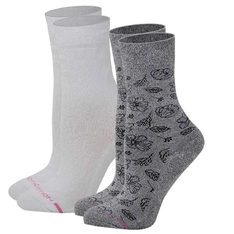 Women's anti - odor socks for long - day freshnessCrew Diabetic Socks | Floral Outline Half-Cushion | Dr Motion ( 2 Pack ) Women's anti - odor socks for long - day freshnessCrew Diabetic Socks | Floral Outline Half-Cushion | Dr Motion ( 2 Pack )