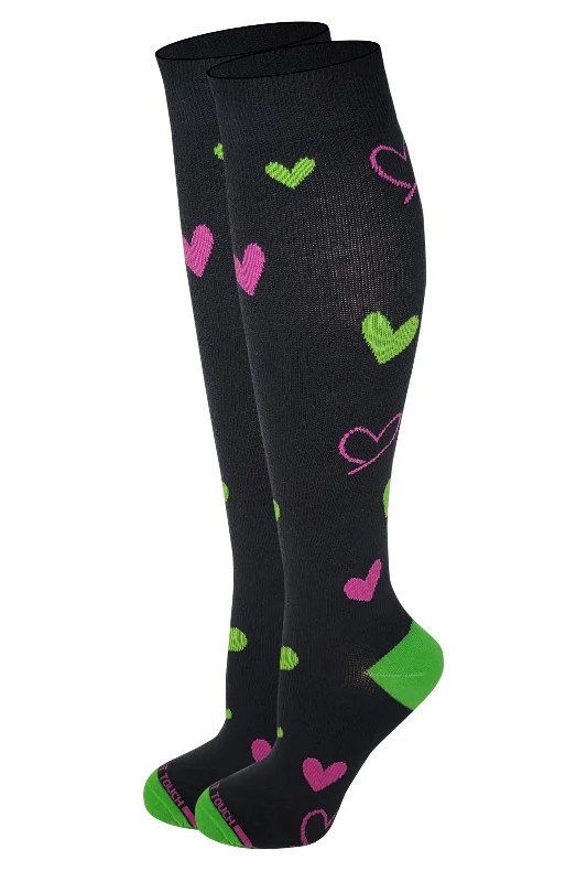 Women's knee - high socks with lace trimCompression Knee High Socks | Hearts Design | Womens (1 Pair) Women's knee - high socks with lace trimCompression Knee High Socks | Hearts Design | Womens (1 Pair)