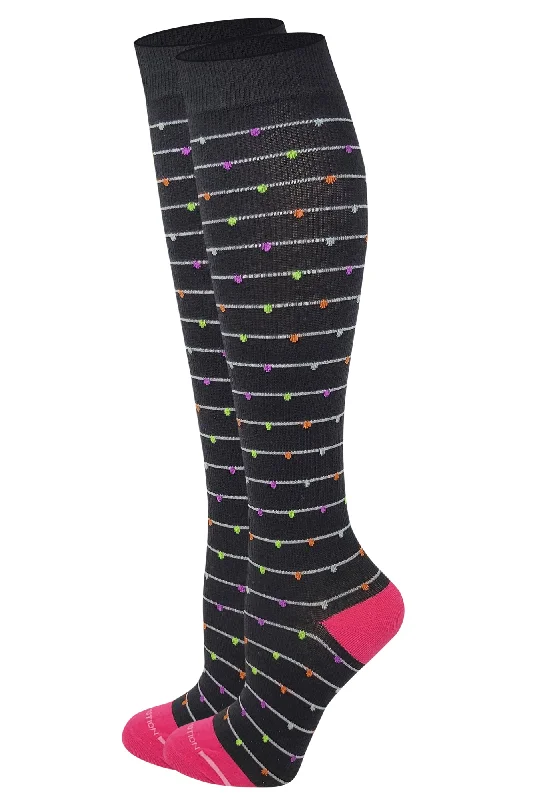 Knee High Compression Socks | Stripes with Dots | Women's (1 Pair)