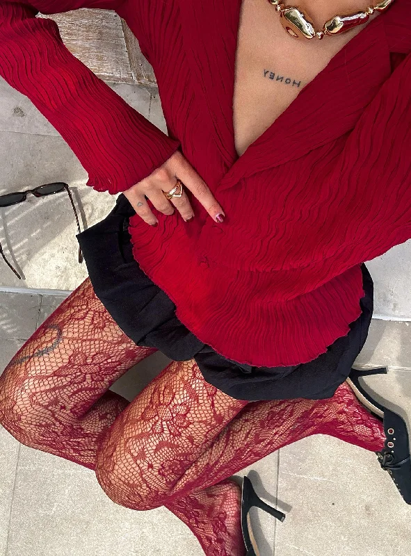 women tights with a self - adjusting fabric for a perfect fitFior Lace Stockings Red
