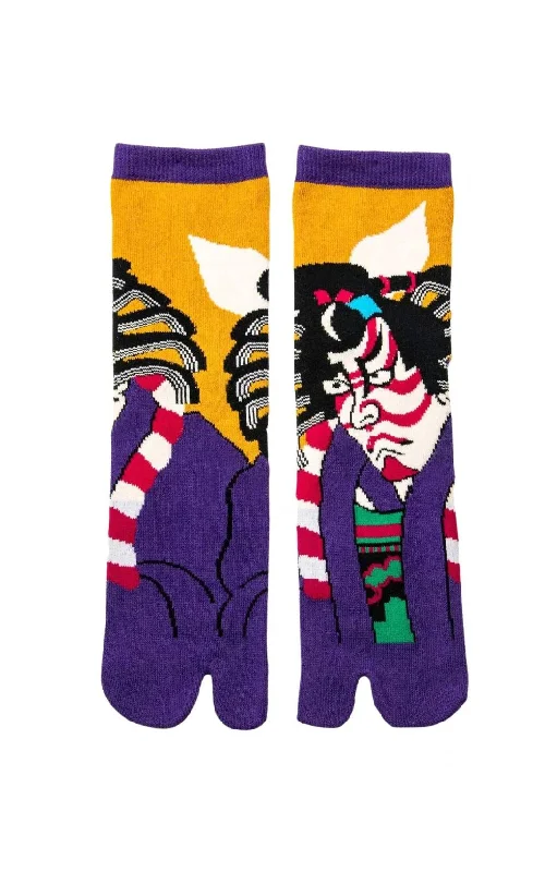 Women's crew socks with a polka - dot printKabuki-Kumadori Tabi Socks