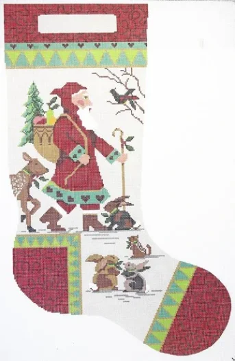 Silk stockings for a luxurious feelKCN166ST Woodland Santa Stocking