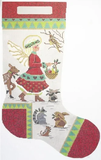 Knee - high stockings with a decorative bowKCN167ST Woodland Angel Stocking
