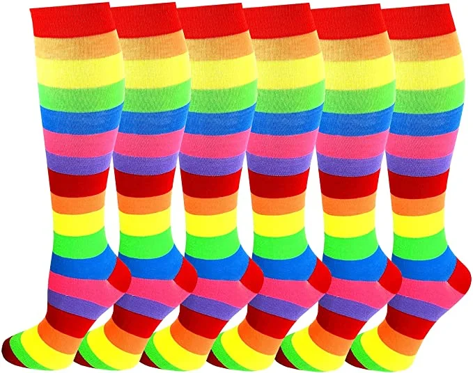 Women's microfiber socks for a lightweight optionKnee High Socks | Neon Rainbow Stripes | Womens (6 Pairs) Women's microfiber socks for a lightweight optionKnee High Socks | Neon Rainbow Stripes | Womens (6 Pairs)
