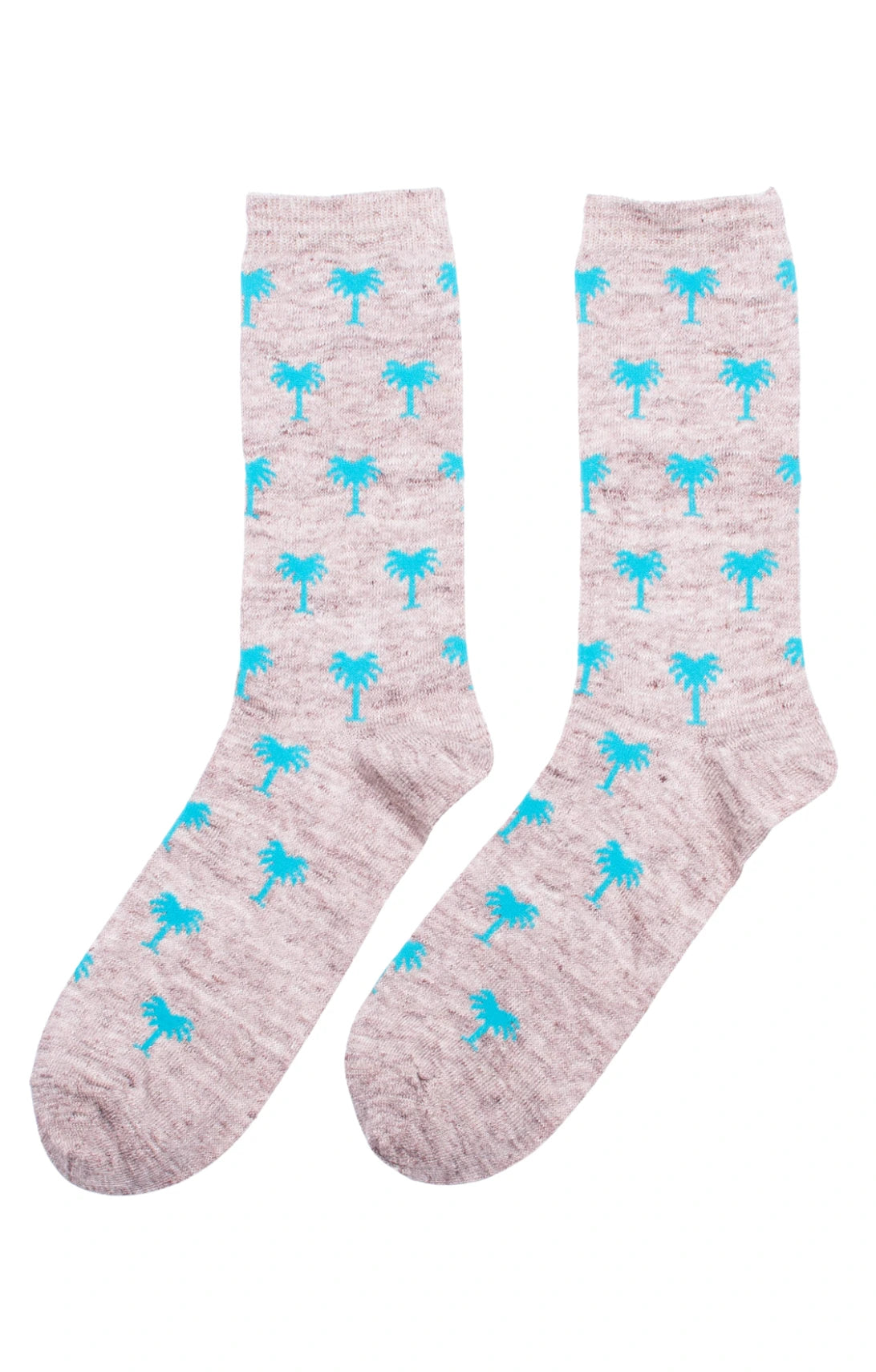Women's cotton blend socks for breathabilityLinen Palm Tree Crew Socks