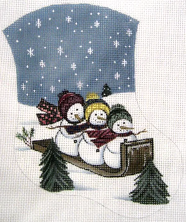 Silk stockings for a luxurious feelLK-33 Snowman and Sled Mini Stocking