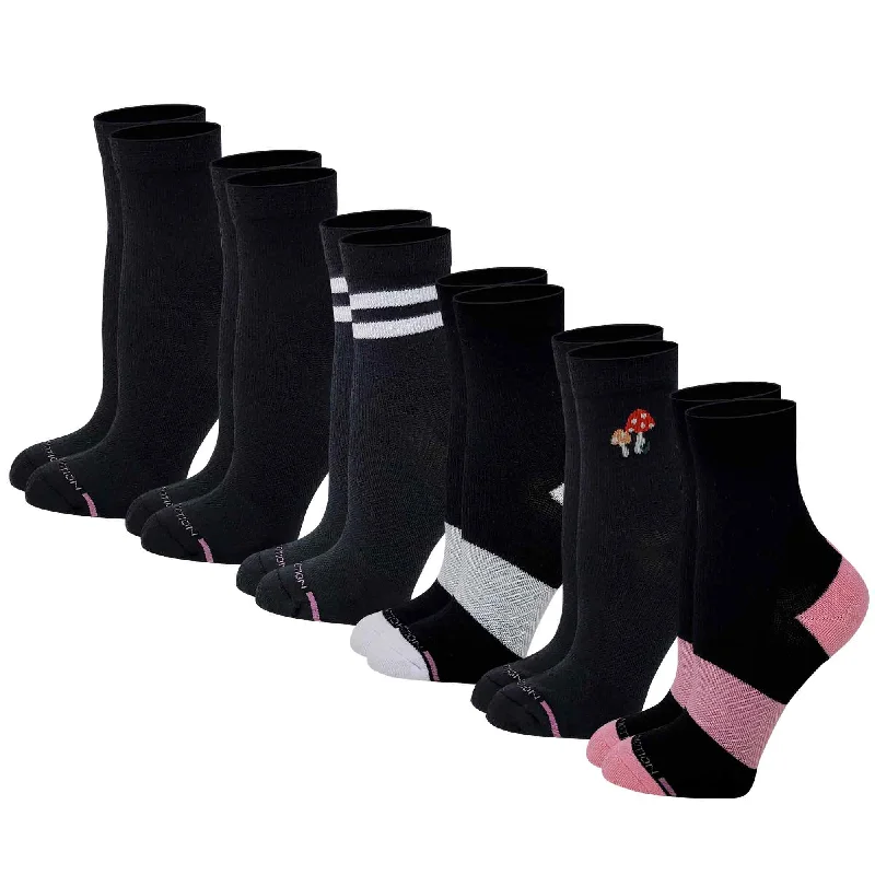 Women's non - slip socks for safetyMid-Crew Compression Socks | Assorted Black Half-Cushion | Dr Motion ( 6 Pairs ) Women's non - slip socks for safetyMid-Crew Compression Socks | Assorted Black Half-Cushion | Dr Motion ( 6 Pairs )