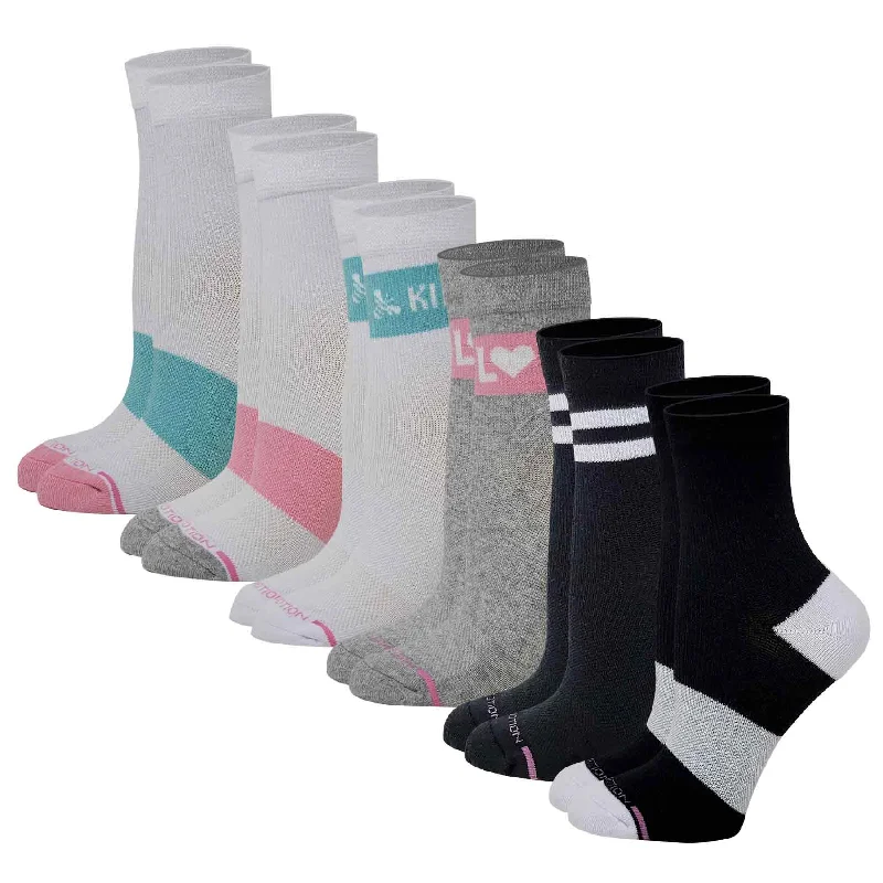 Women's ribbed knee - high socks for a classic lookMid-Crew Compression Socks | Assorted Half-Cushion | Dr Motion ( 6 Pairs )