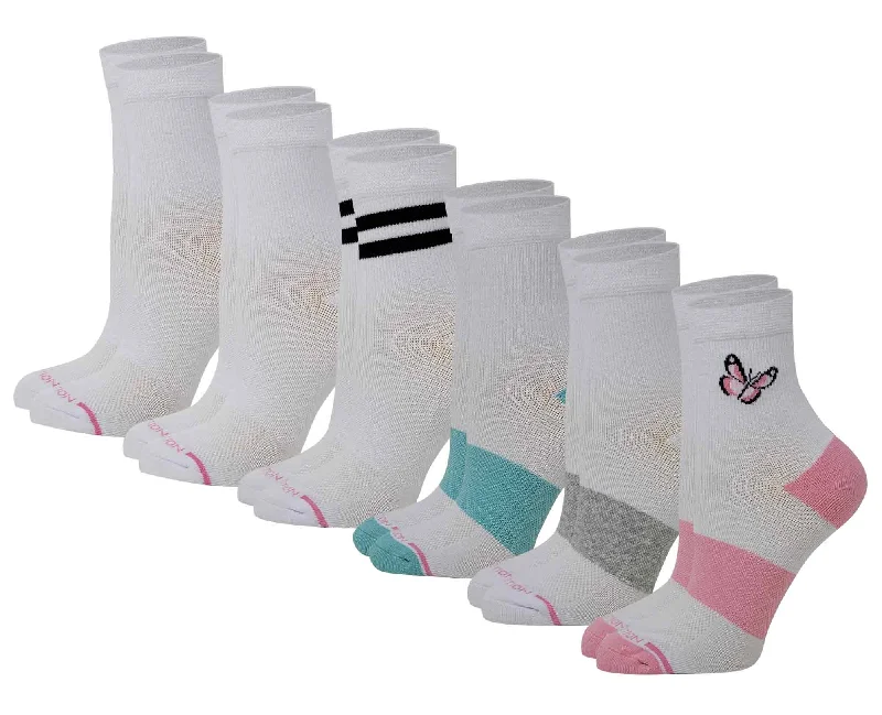 Women's cable - knit ankle socks for a cozy styleMid-Crew Compression Socks | Assorted White Half-Cushion | Dr Motion ( 6 Pairs ) Women's cable - knit ankle socks for a cozy styleMid-Crew Compression Socks | Assorted White Half-Cushion | Dr Motion ( 6 Pairs )