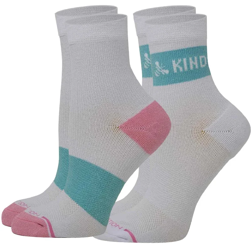 Women's microfiber socks for a lightweight optionMid-Crew Compression Socks | White Bee Kind Half-Cushion | Dr Motion ( 2 Pack )