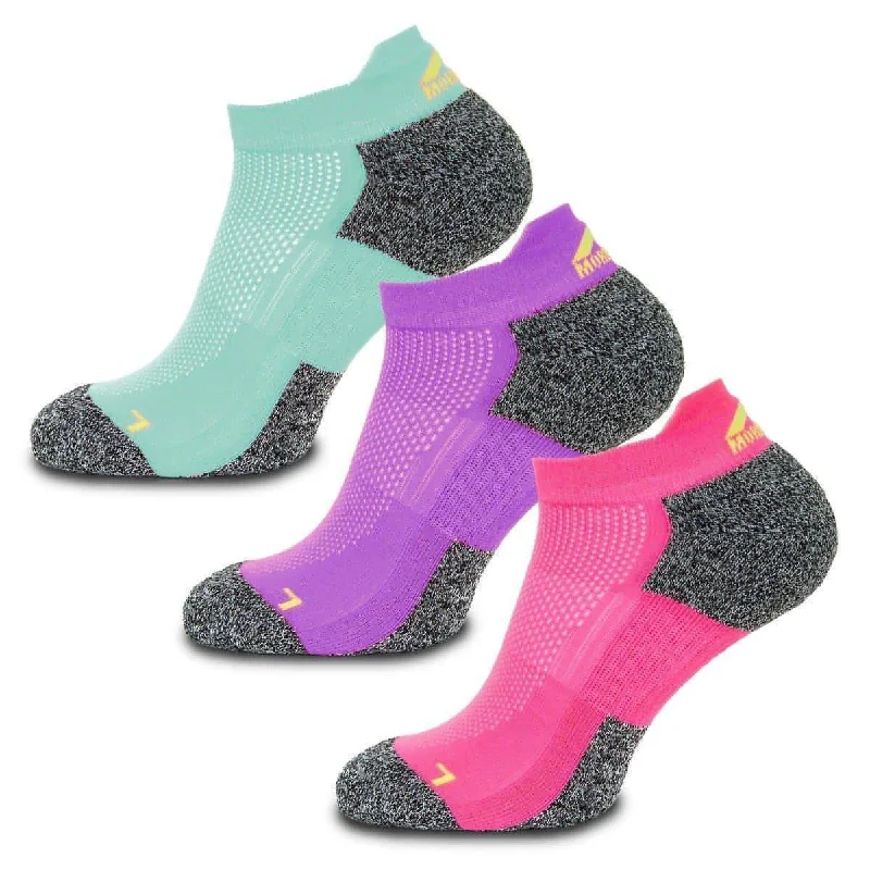 Women's ankle socks with a frilly edgeMore Mile 3 Pack Challenger Womens Running Socks - Multi Women's ankle socks with a frilly edgeMore Mile 3 Pack Challenger Womens Running Socks - Multi