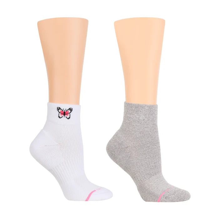 Women's cable - knit ankle socks for a cozy styleQuarter Compression Socks | Dr Motion Half-Cushion | Placed Butterfly (2 Pack) Women's cable - knit ankle socks for a cozy styleQuarter Compression Socks | Dr Motion Half-Cushion | Placed Butterfly (2 Pack)