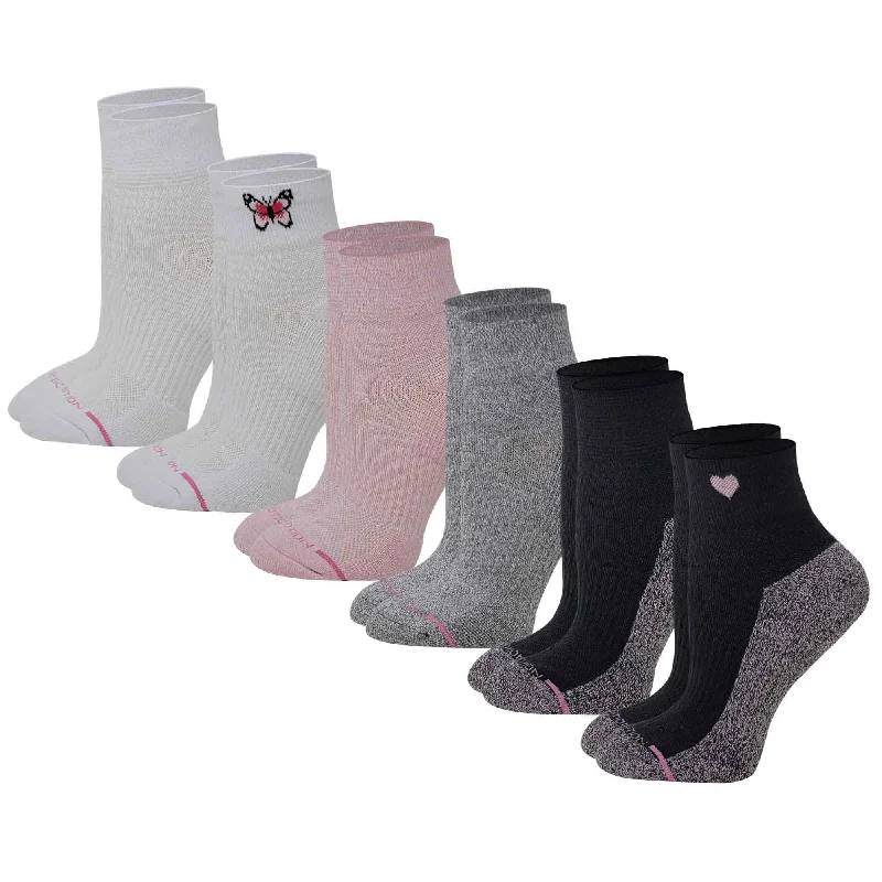 Women's non - slip socks for safetyQuarter Compression Socks | Dr Motion | Assorted Half-Cushion ( 6 Pack ) Women's non - slip socks for safetyQuarter Compression Socks | Dr Motion | Assorted Half-Cushion ( 6 Pack )