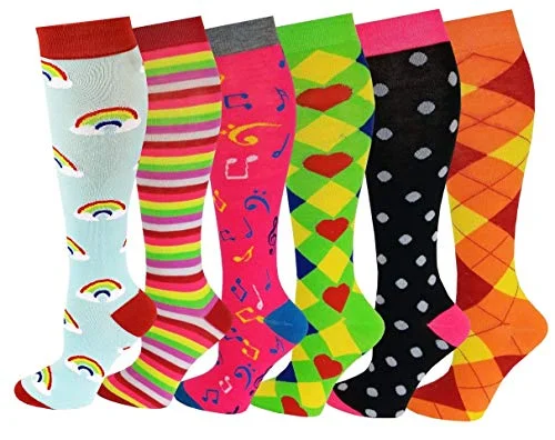 Women's cashmere - blend socks for extra softnessKnee High Socks | Assorted Fancy Design | Womens (6 Pairs)