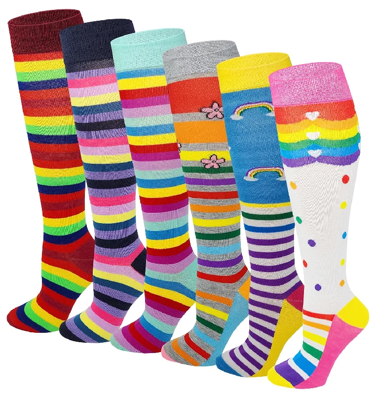 Women's argyle - patterned thigh - high socksWomen 6 pairs Assorted Rainbow Stripes Knee High Socks Women's argyle - patterned thigh - high socksWomen 6 pairs Assorted Rainbow Stripes Knee High Socks