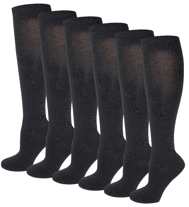 Women's knee - high socks with lace trimKnee High Socks | Basic Solid Black Color | Womens (6 Pairs) Women's knee - high socks with lace trimKnee High Socks | Basic Solid Black Color | Womens (6 Pairs)