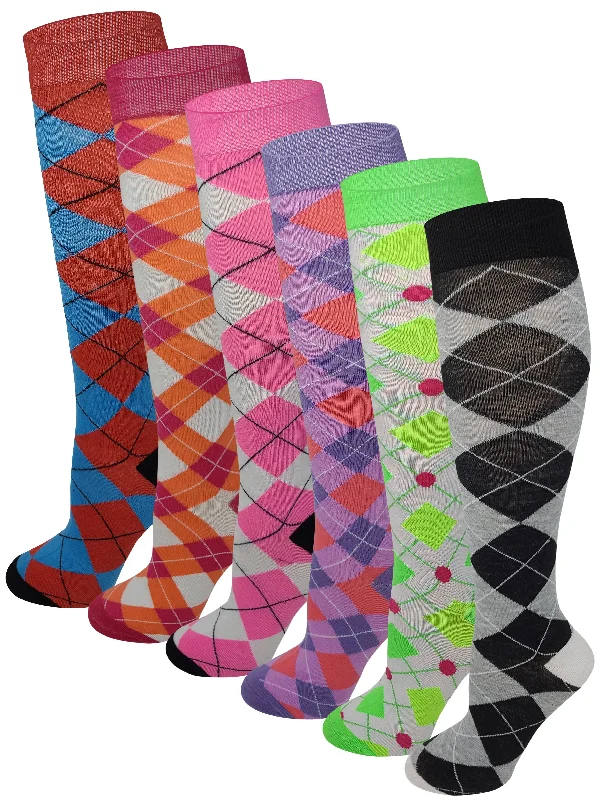 Women's bamboo fiber socks for eco - friendlinessKnee High Socks | Fancy Argyle Novelty | Womens (6 Pairs) Women's bamboo fiber socks for eco - friendlinessKnee High Socks | Fancy Argyle Novelty | Womens (6 Pairs)