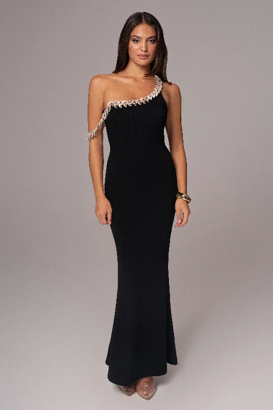 Maxi dresses with a criss - cross back for a flirty and unique detailBlack Monette Asymmetric Dress Maxi dresses with a criss - cross back for a flirty and unique detailBlack Monette Asymmetric Dress