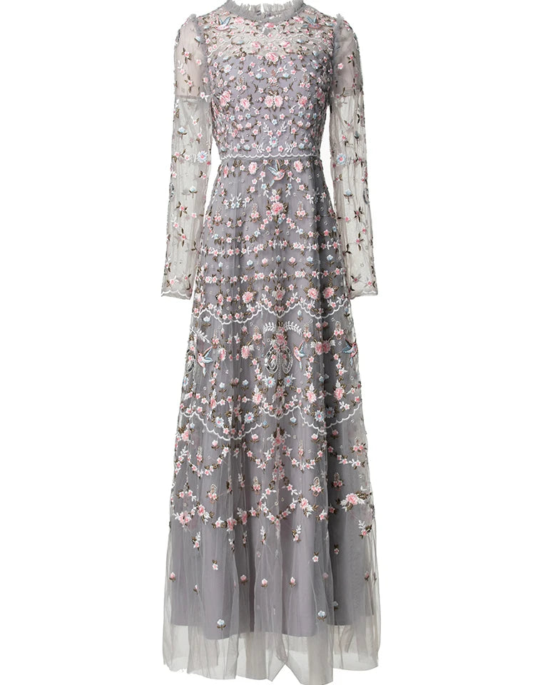 Maxi dresses with a ruffled neckline for a charming lookDRESS STYLE  - SY1565