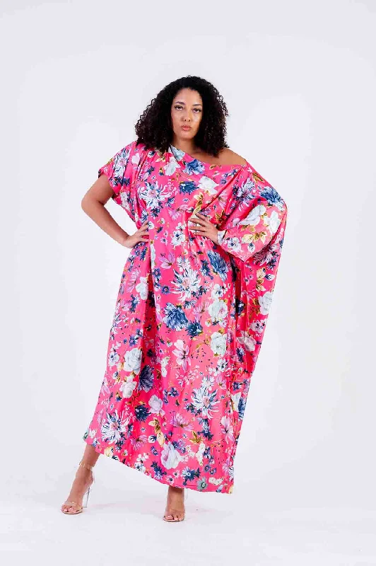 Maxi dresses with a keyhole back for a sexy detailFarida Pink Floral Maxi Dress
