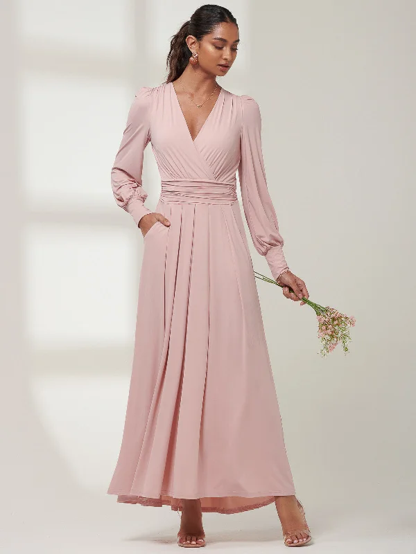 Denim maxi dresses with frayed hems for a casual lookGiulia Long Sleeve Maxi Dress, Dusty Pink Denim maxi dresses with frayed hems for a casual lookGiulia Long Sleeve Maxi Dress, Dusty Pink
